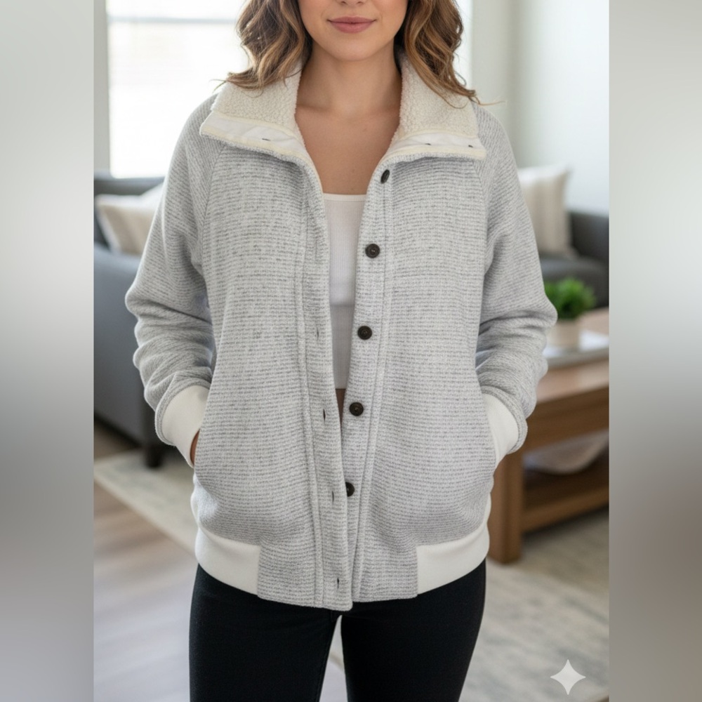 Aventura Gray Teddy Bear Jacket‎ plush thick Cozy Knit Texture XXL Eco friendly